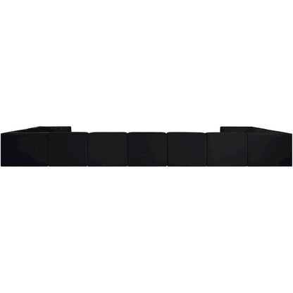 Rummi Black Velvet Performance Fabric Upholstered 11pc. Modular Sectional