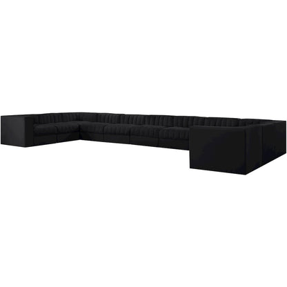 Rummi Black Velvet Performance Fabric Upholstered 11pc. Modular Sectional