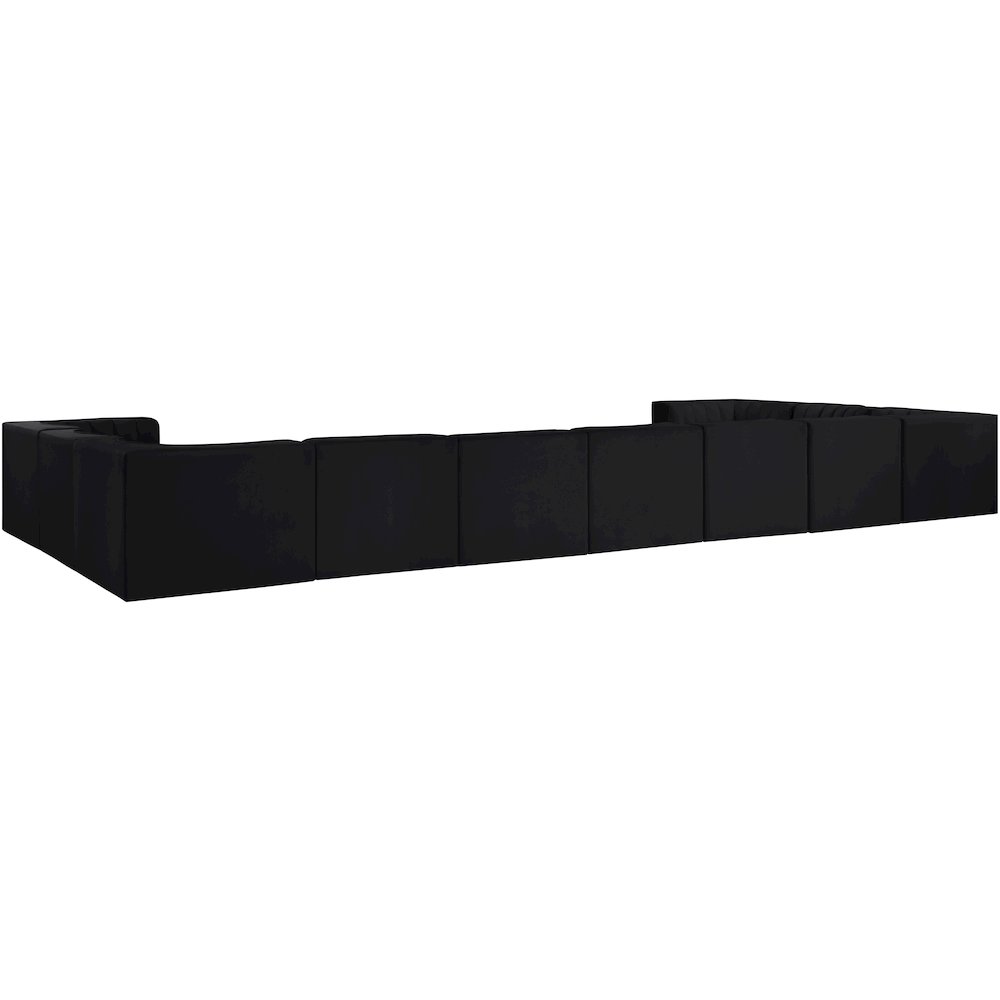 Rummi Black Velvet Performance Fabric Upholstered 11pc. Modular Sectional