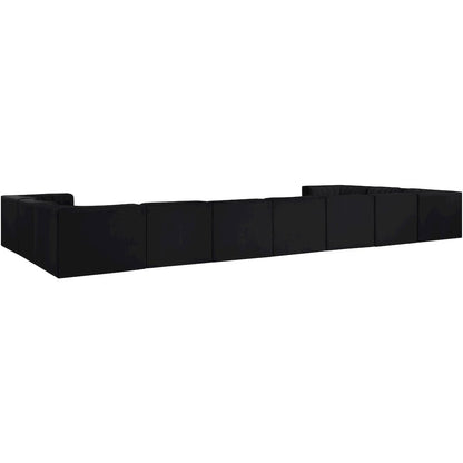 Rummi Black Velvet Performance Fabric Upholstered 11pc. Modular Sectional