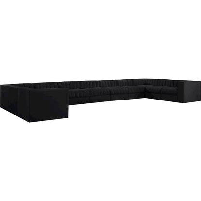 Rummi Black Velvet Performance Fabric Upholstered 11pc. Modular Sectional