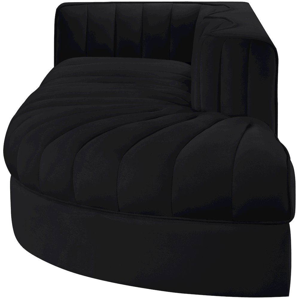 Rummi Black Velvet Performance Fabric Upholstered 3pc. Modular Sectional