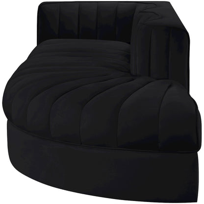 Rummi Black Velvet Performance Fabric Upholstered 3pc. Modular Sectional