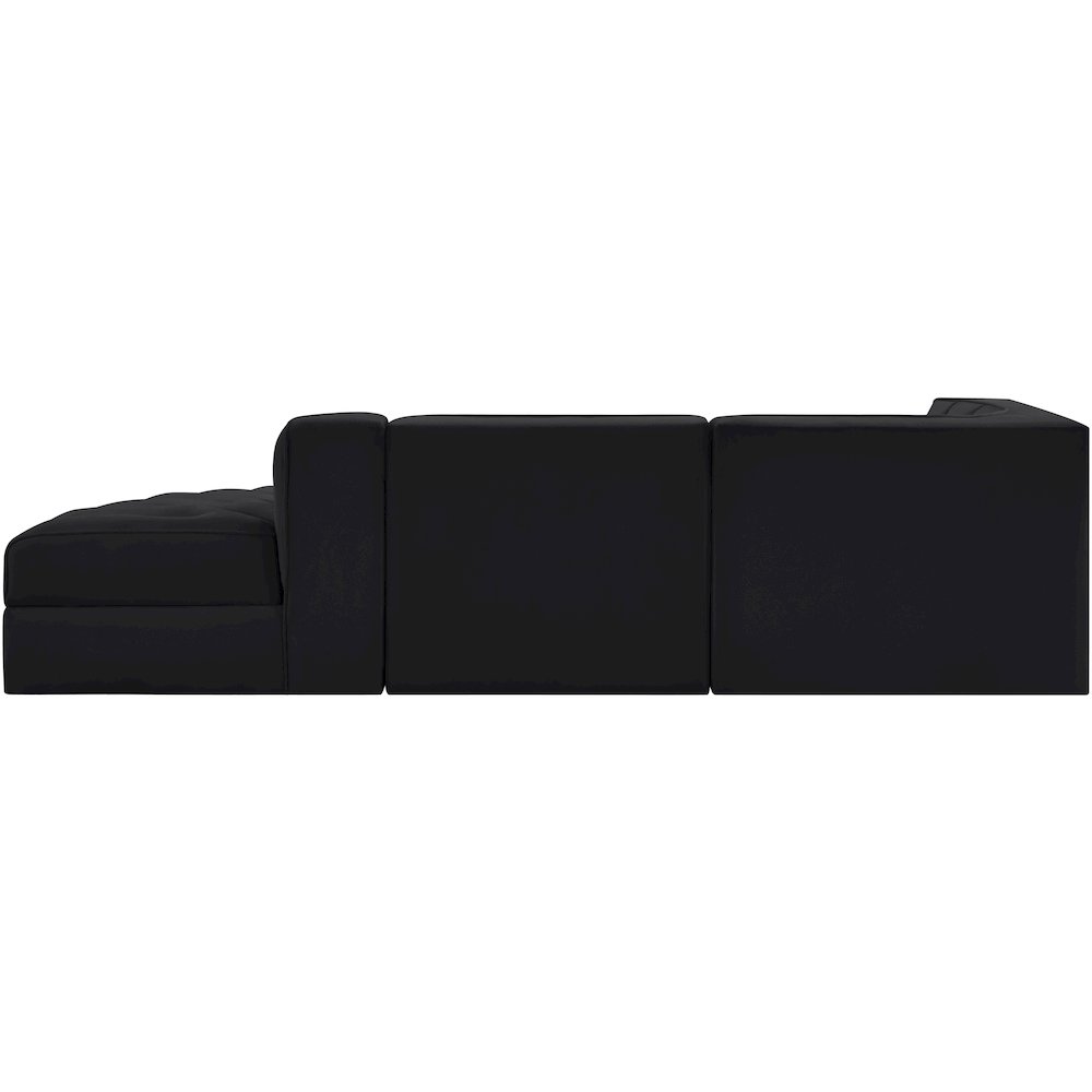 Rummi Black Velvet Performance Fabric Upholstered 3pc. Modular Sectional