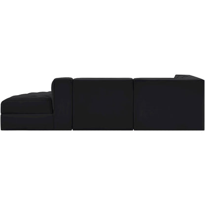 Rummi Black Velvet Performance Fabric Upholstered 3pc. Modular Sectional