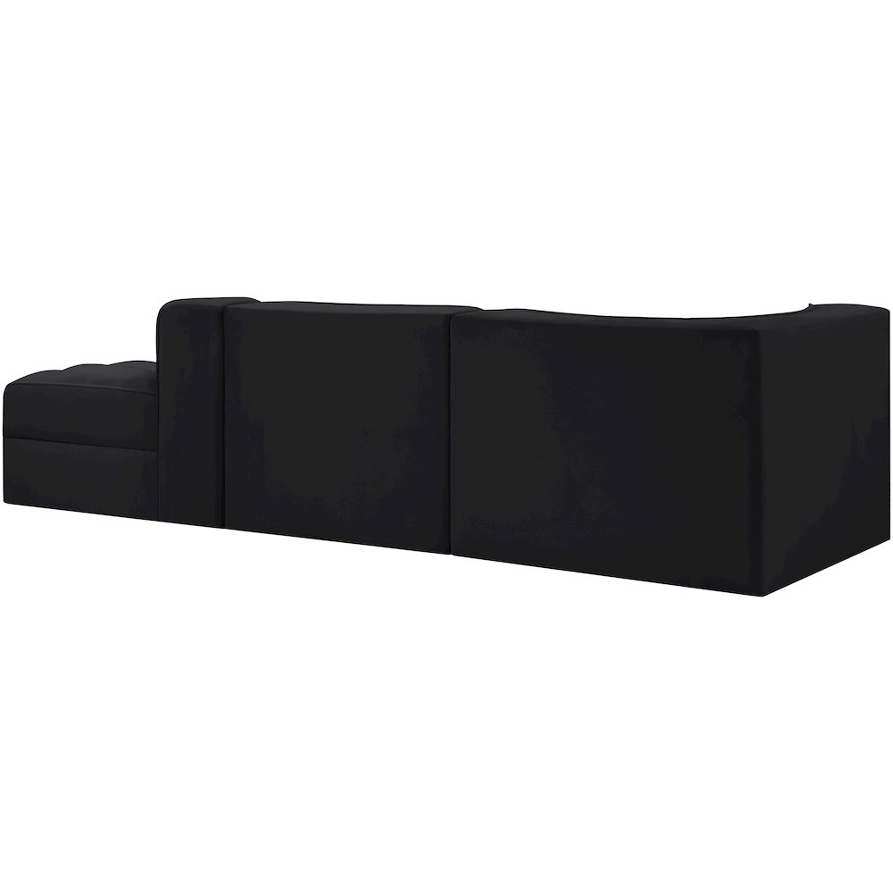 Rummi Black Velvet Performance Fabric Upholstered 3pc. Modular Sectional