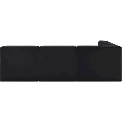 Rummi Black Velvet Performance Fabric Upholstered 4pc. Modular Sectional
