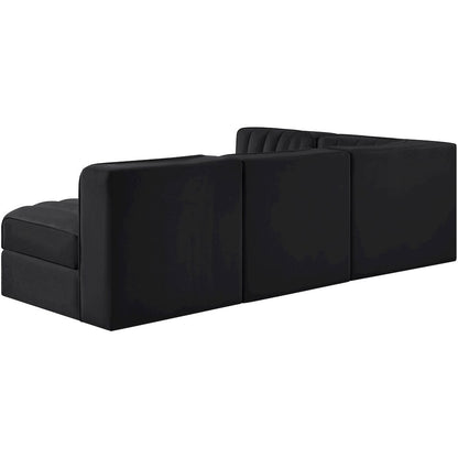 Rummi Black Velvet Performance Fabric Upholstered 4pc. Modular Sectional