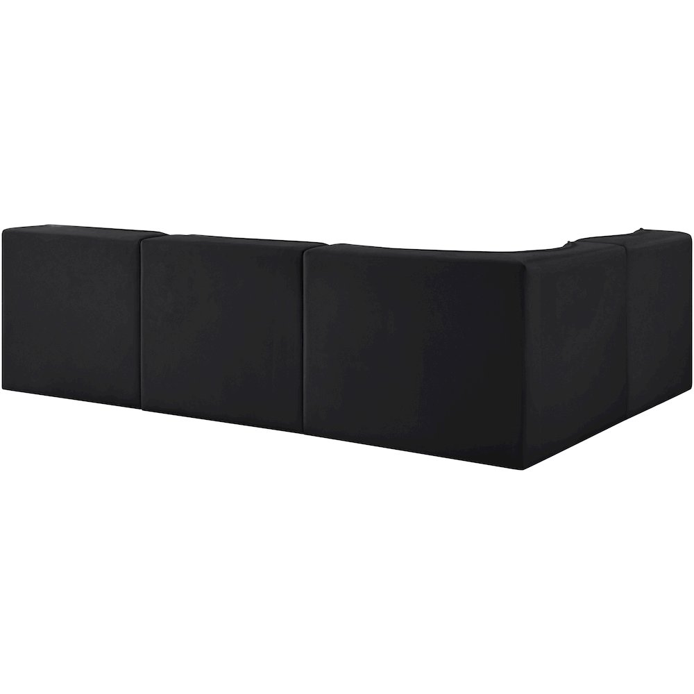 Rummi Black Velvet Performance Fabric Upholstered 4pc. Modular Sectional
