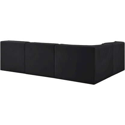 Rummi Black Velvet Performance Fabric Upholstered 4pc. Modular Sectional
