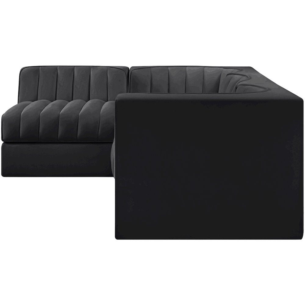 Rummi Black Velvet Performance Fabric Upholstered 4pc. Modular Sectional