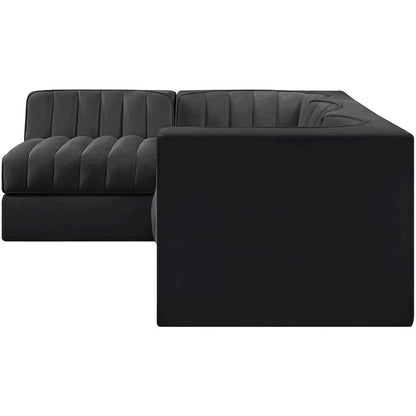 Rummi Black Velvet Performance Fabric Upholstered 4pc. Modular Sectional