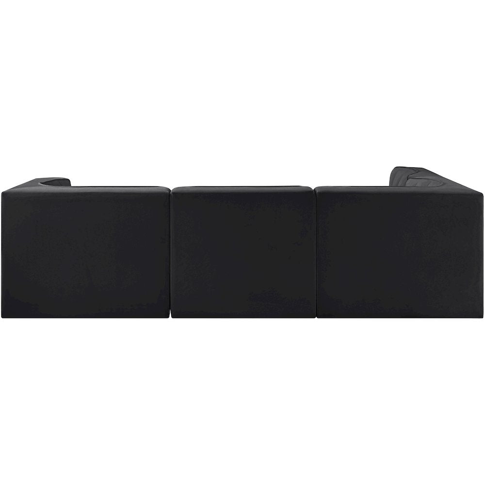 Rummi Black Velvet Performance Fabric Upholstered 4pc. Modular Sectional