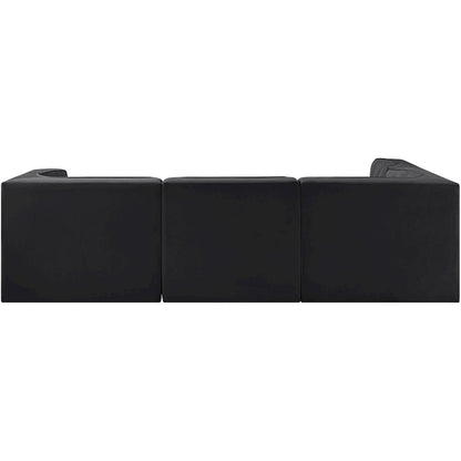 Rummi Black Velvet Performance Fabric Upholstered 4pc. Modular Sectional