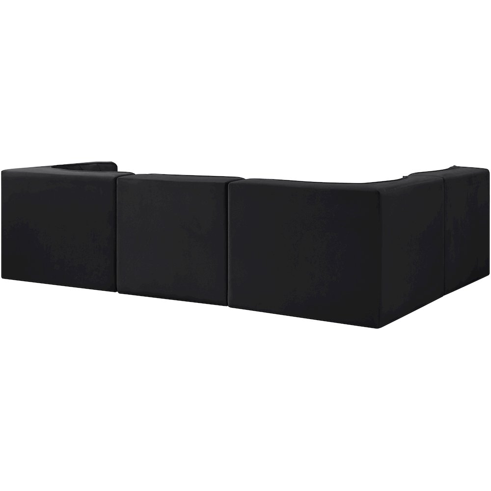 Rummi Black Velvet Performance Fabric Upholstered 4pc. Modular Sectional