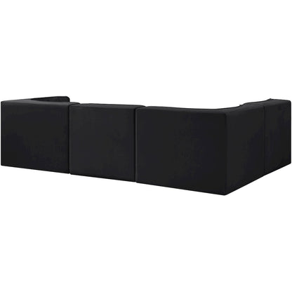 Rummi Black Velvet Performance Fabric Upholstered 4pc. Modular Sectional