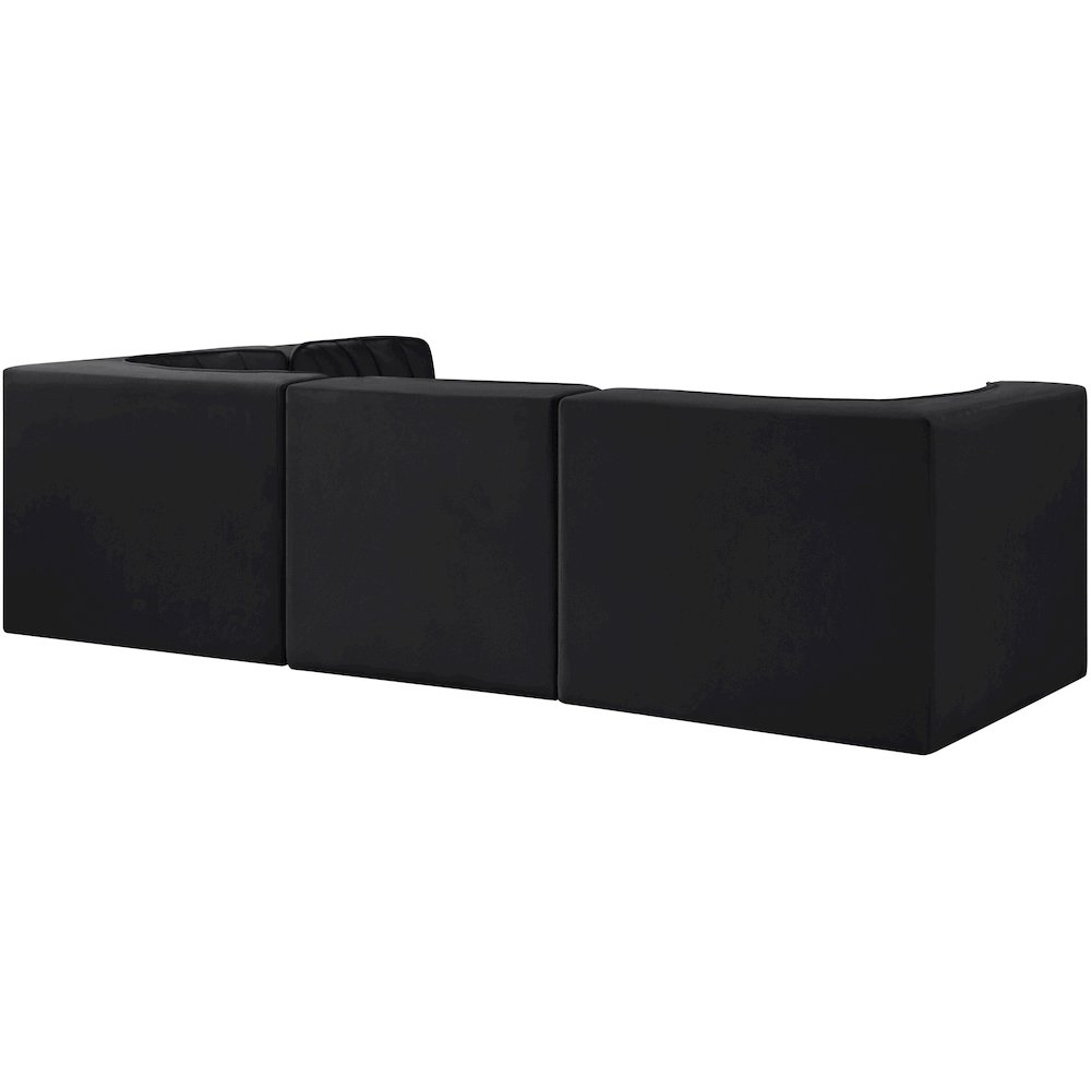 Rummi Black Velvet Performance Fabric Upholstered 4pc. Modular Sectional