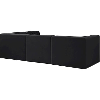 Rummi Black Velvet Performance Fabric Upholstered 4pc. Modular Sectional
