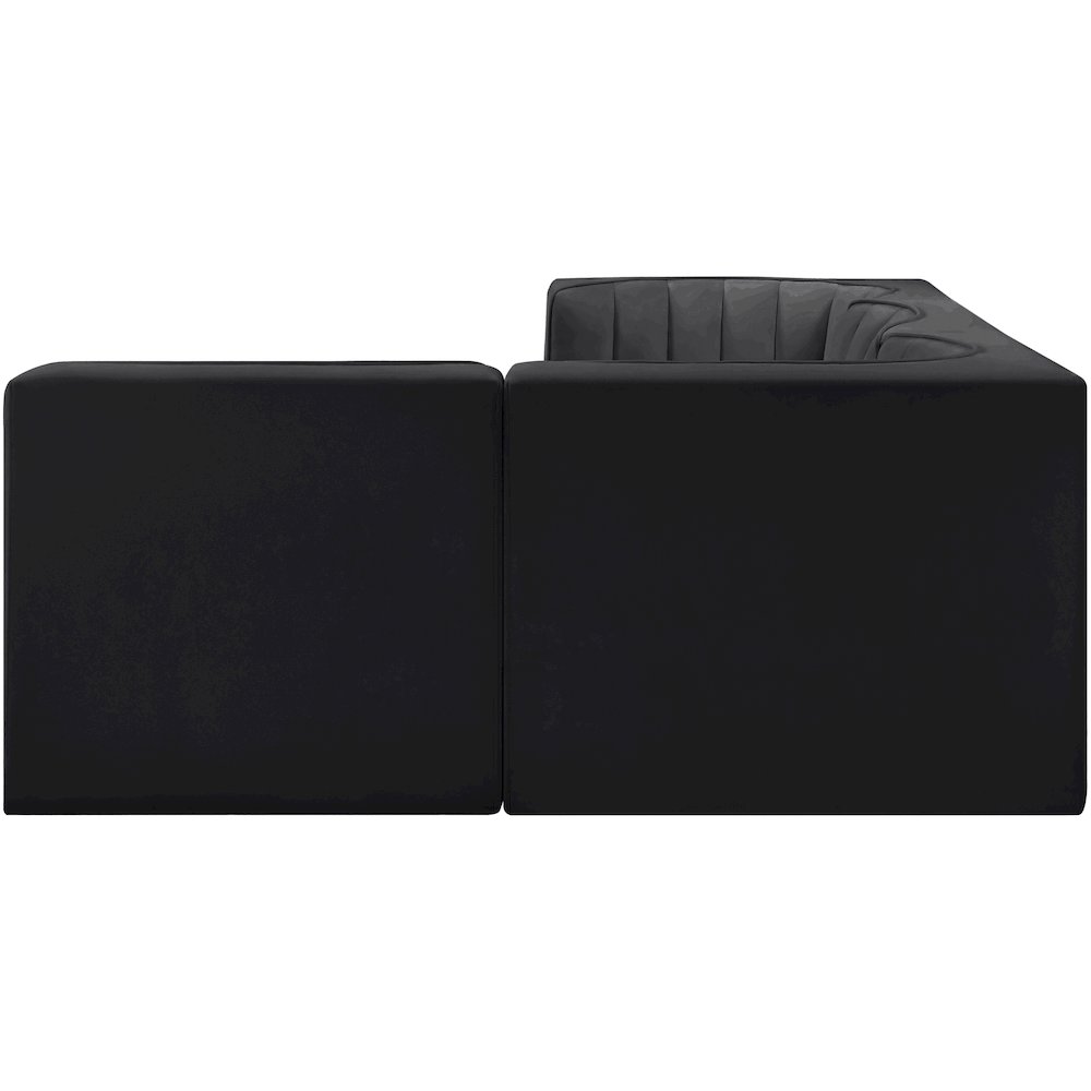 Rummi Black Velvet Performance Fabric Upholstered 4pc. Modular Sectional