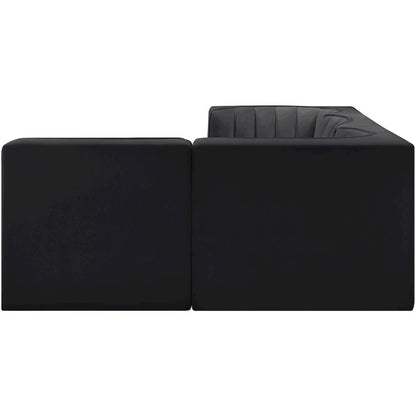 Rummi Black Velvet Performance Fabric Upholstered 4pc. Modular Sectional