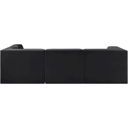 Rummi Black Velvet Performance Fabric Upholstered 4pc. Modular Sectional