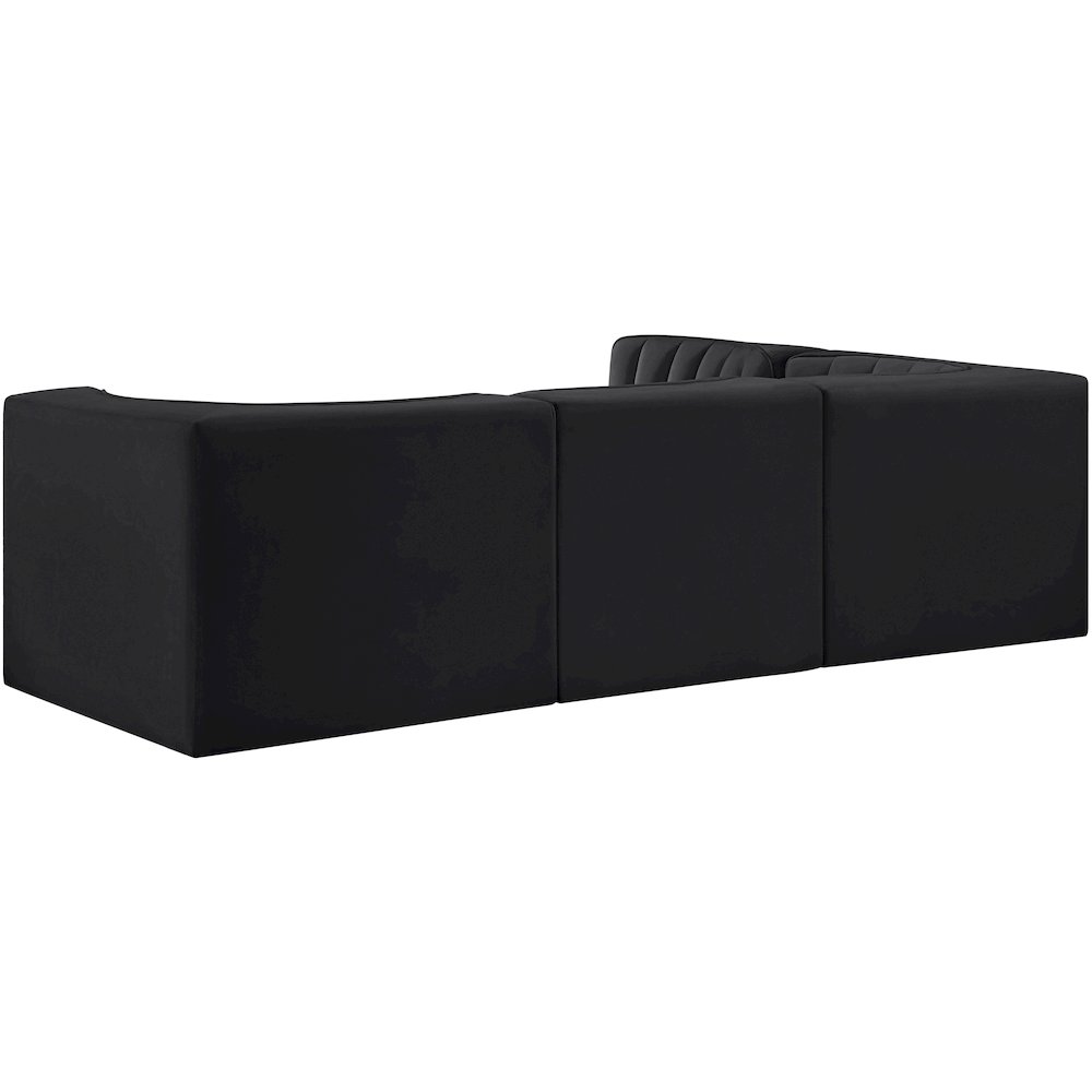 Rummi Black Velvet Performance Fabric Upholstered 4pc. Modular Sectional