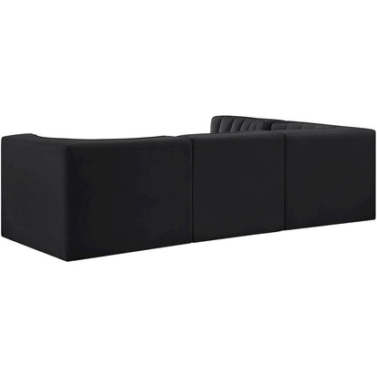 Rummi Black Velvet Performance Fabric Upholstered 4pc. Modular Sectional