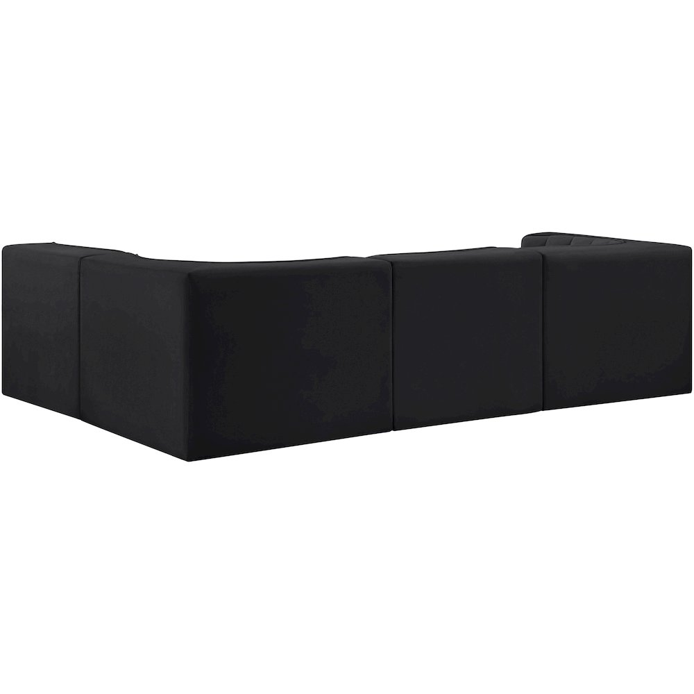 Rummi Black Velvet Performance Fabric Upholstered 4pc. Modular Sectional
