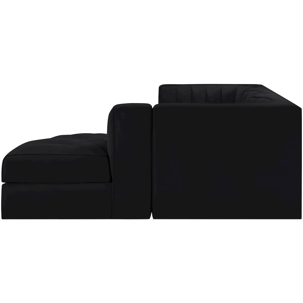 Rummi Black Velvet Performance Fabric Upholstered 4pc. Modular Sectional