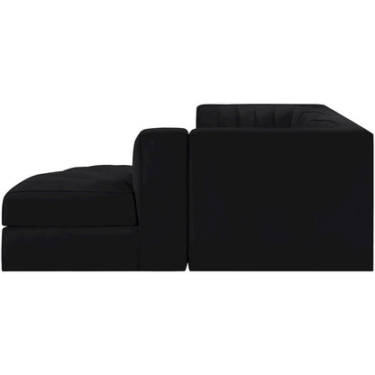 Rummi Black Velvet Performance Fabric Upholstered 4pc. Modular Sectional