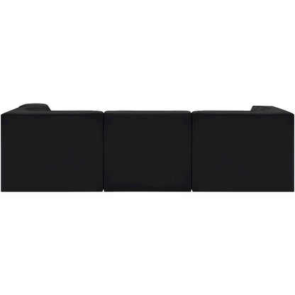 Rummi Black Velvet Performance Fabric Upholstered 4pc. Modular Sectional