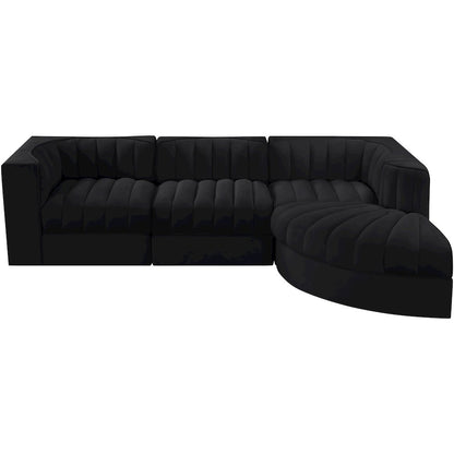 Rummi Black Velvet Performance Fabric Upholstered 4pc. Modular Sectional