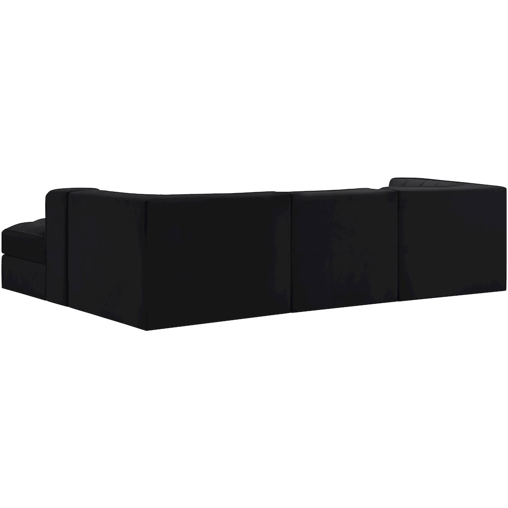 Rummi Black Velvet Performance Fabric Upholstered 4pc. Modular Sectional
