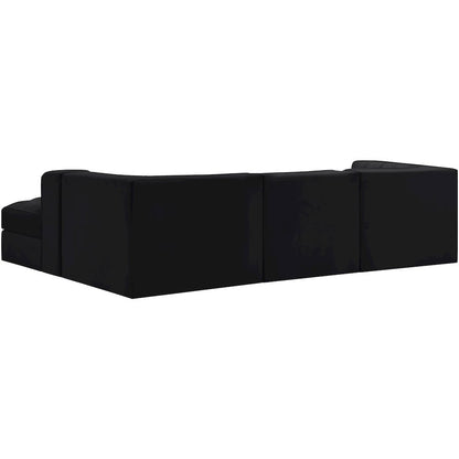 Rummi Black Velvet Performance Fabric Upholstered 4pc. Modular Sectional