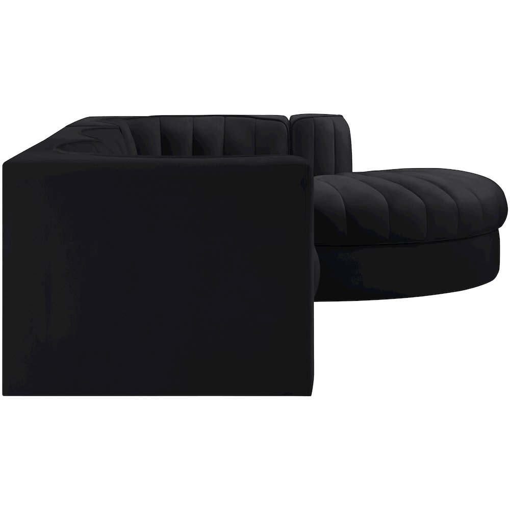 Rummi Black Velvet Performance Fabric Upholstered 4pc. Modular Sectional