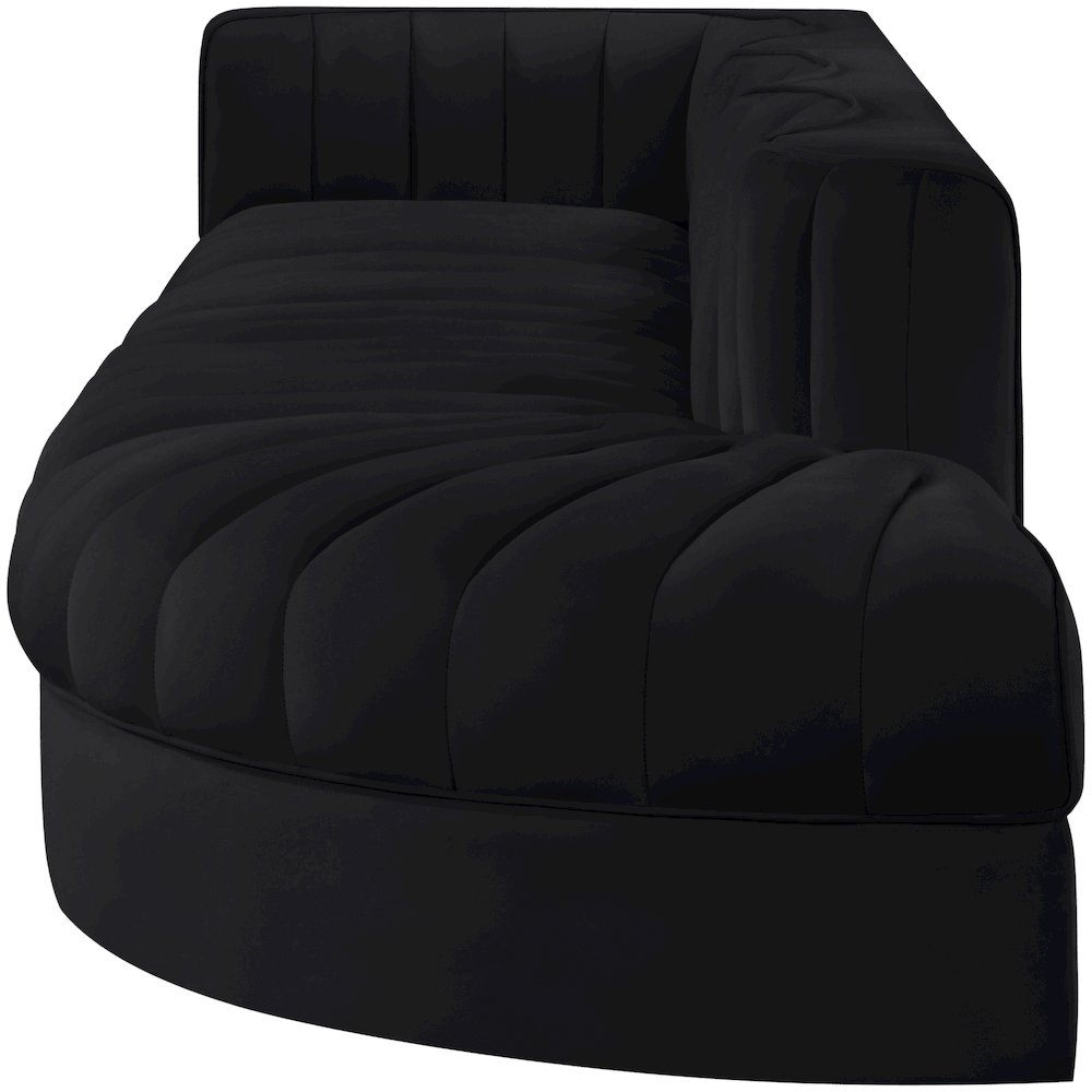 Rummi Black Velvet Performance Fabric Upholstered 4pc. Modular Sectional