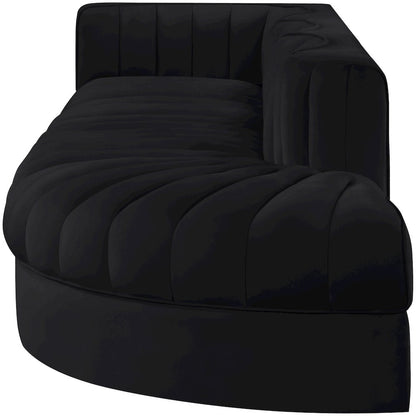 Rummi Black Velvet Performance Fabric Upholstered 4pc. Modular Sectional