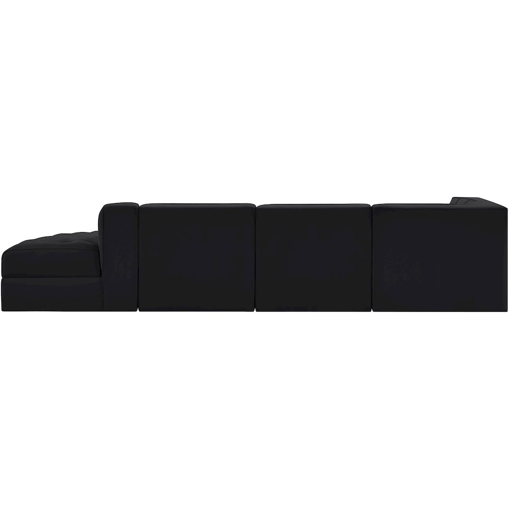 Rummi Black Velvet Performance Fabric Upholstered 4pc. Modular Sectional