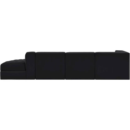 Rummi Black Velvet Performance Fabric Upholstered 4pc. Modular Sectional