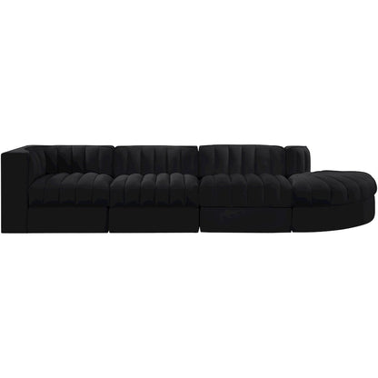 Rummi Black Velvet Performance Fabric Upholstered 4pc. Modular Sectional