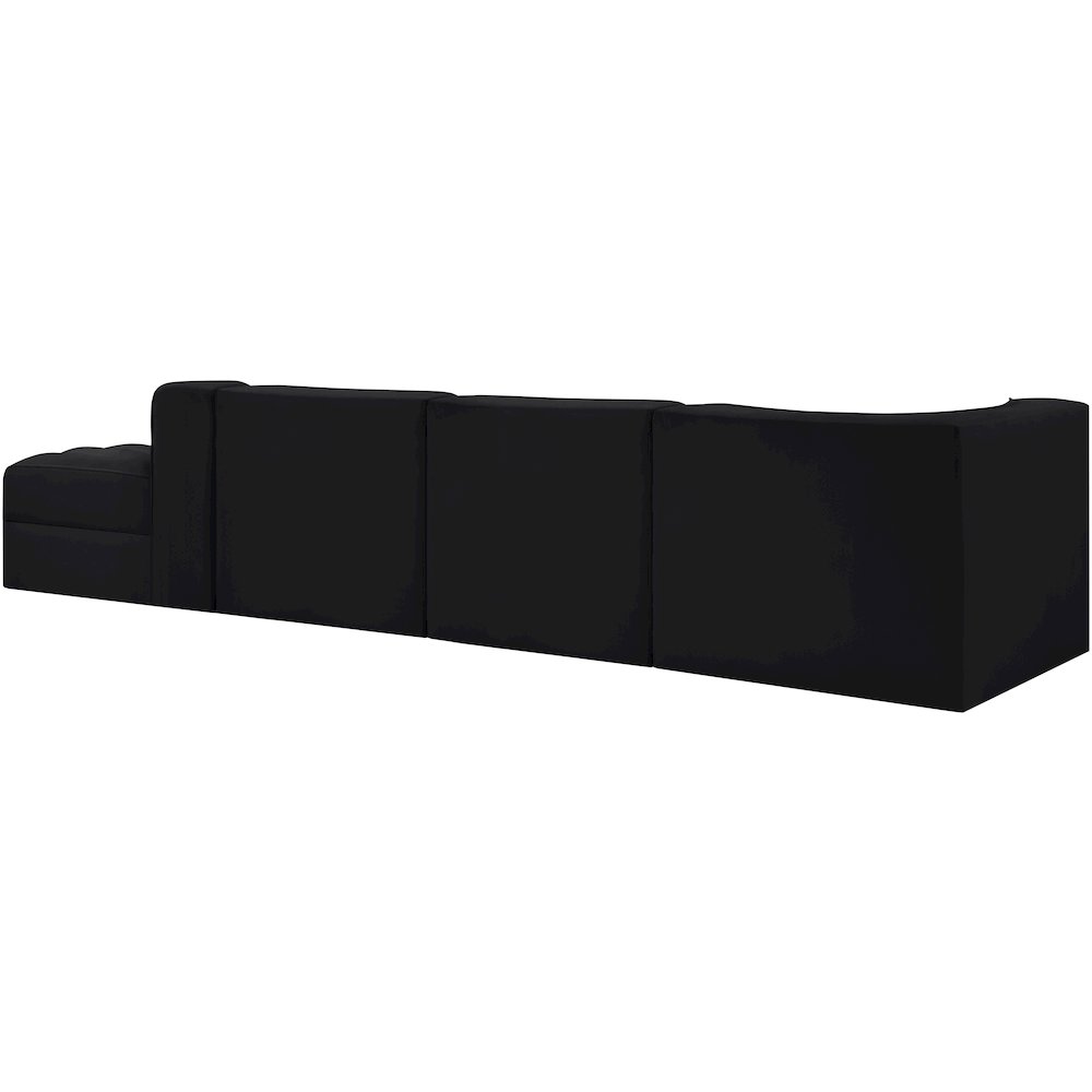 Rummi Black Velvet Performance Fabric Upholstered 4pc. Modular Sectional