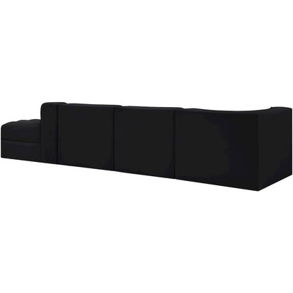 Rummi Black Velvet Performance Fabric Upholstered 4pc. Modular Sectional