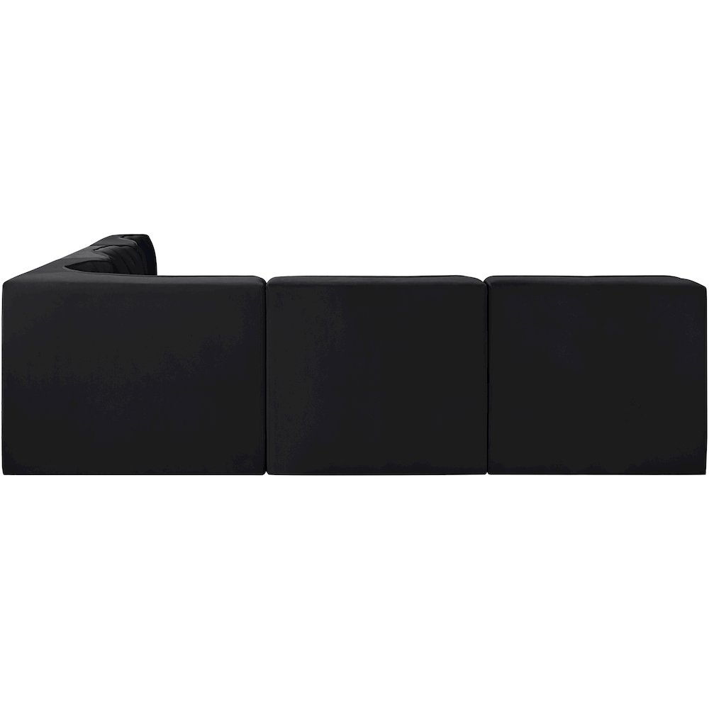 Rummi Black Velvet Performance Fabric Upholstered 5pc. Modular Sectional