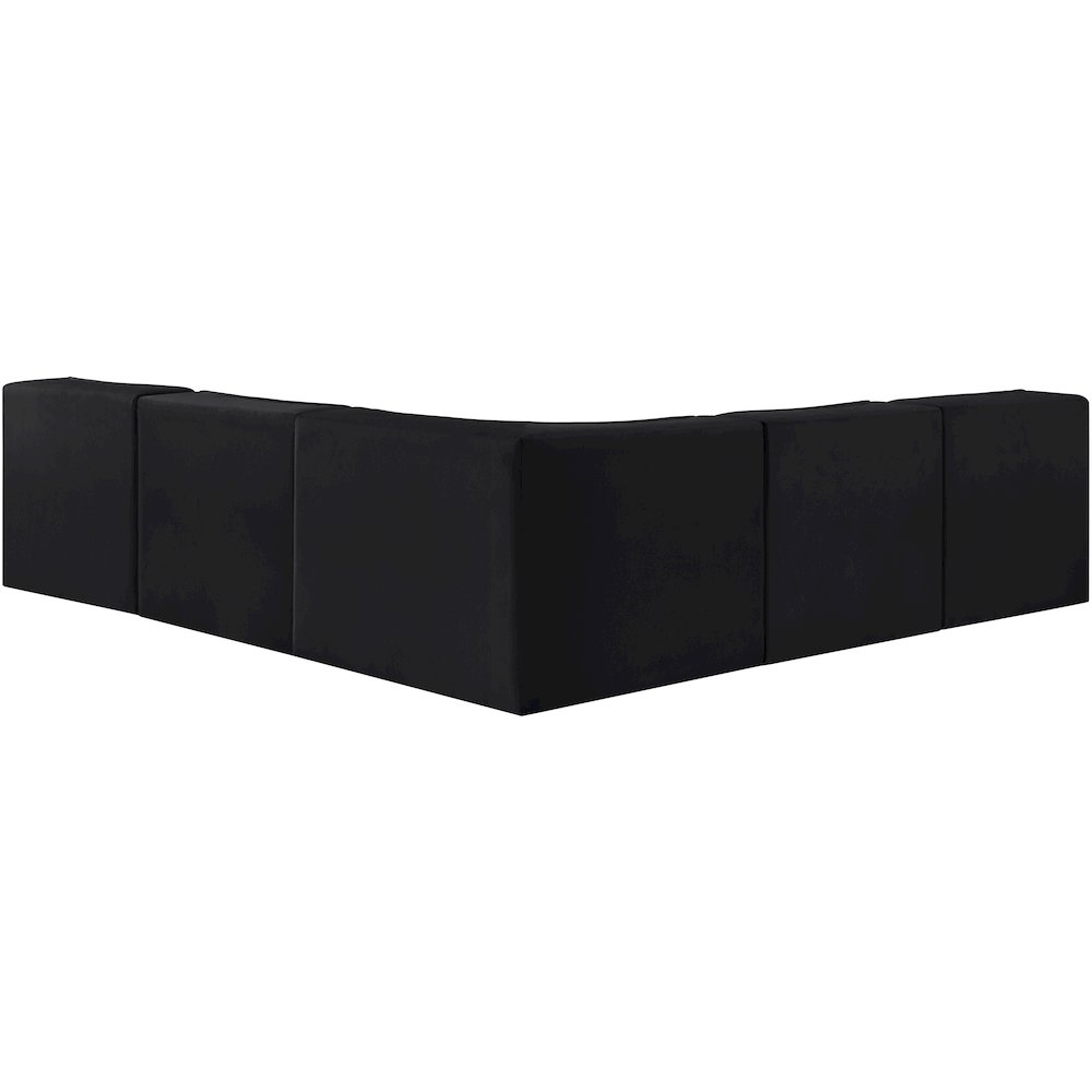 Rummi Black Velvet Performance Fabric Upholstered 5pc. Modular Sectional