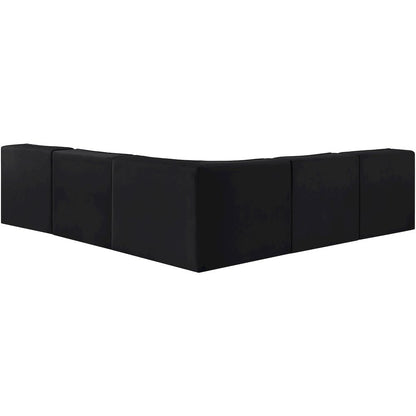 Rummi Black Velvet Performance Fabric Upholstered 5pc. Modular Sectional