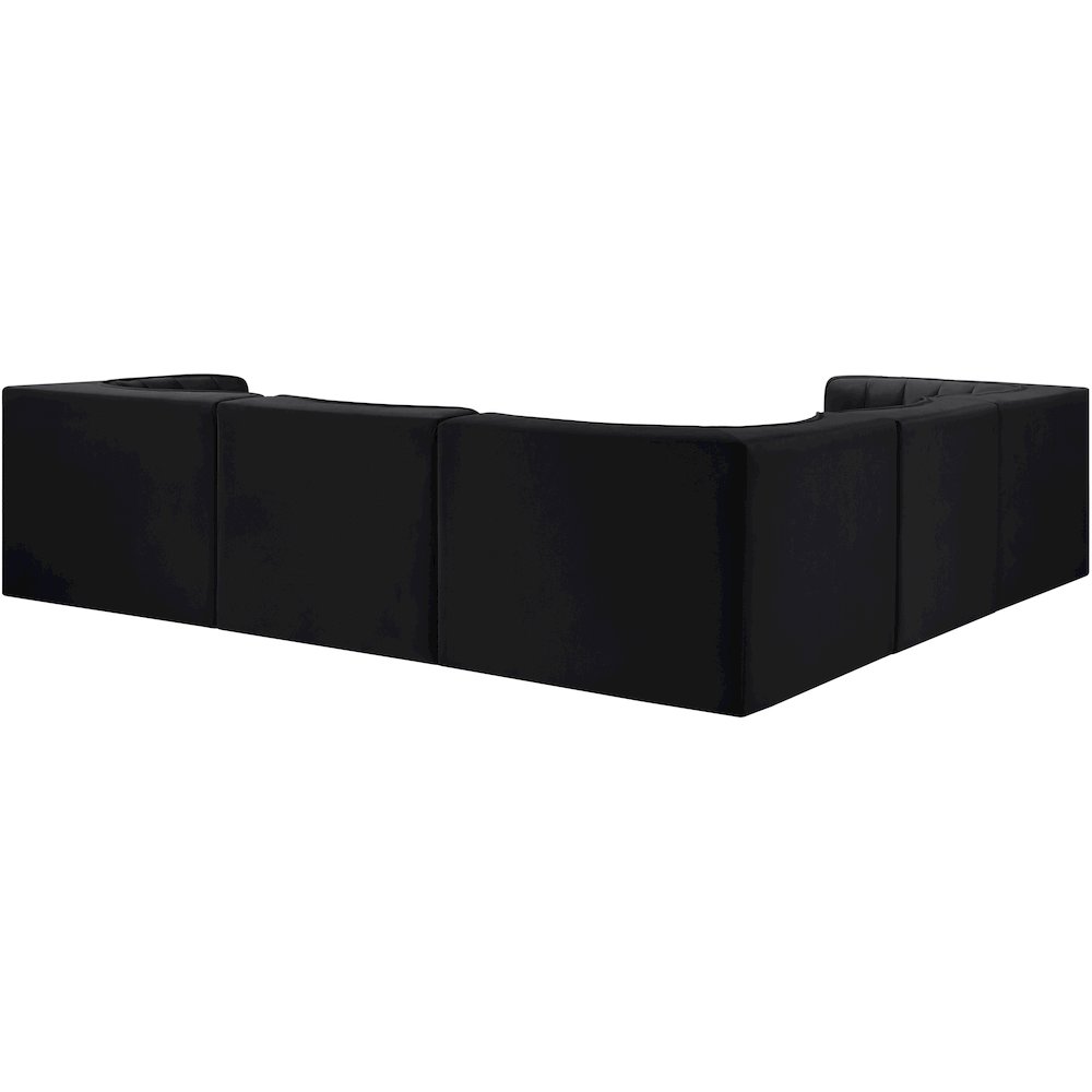 Rummi Black Velvet Performance Fabric Upholstered 5pc. Modular Sectional