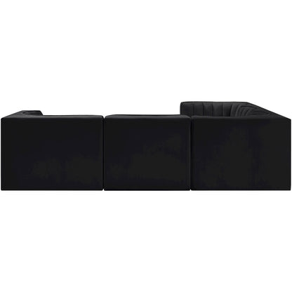 Rummi Black Velvet Performance Fabric Upholstered 5pc. Modular Sectional