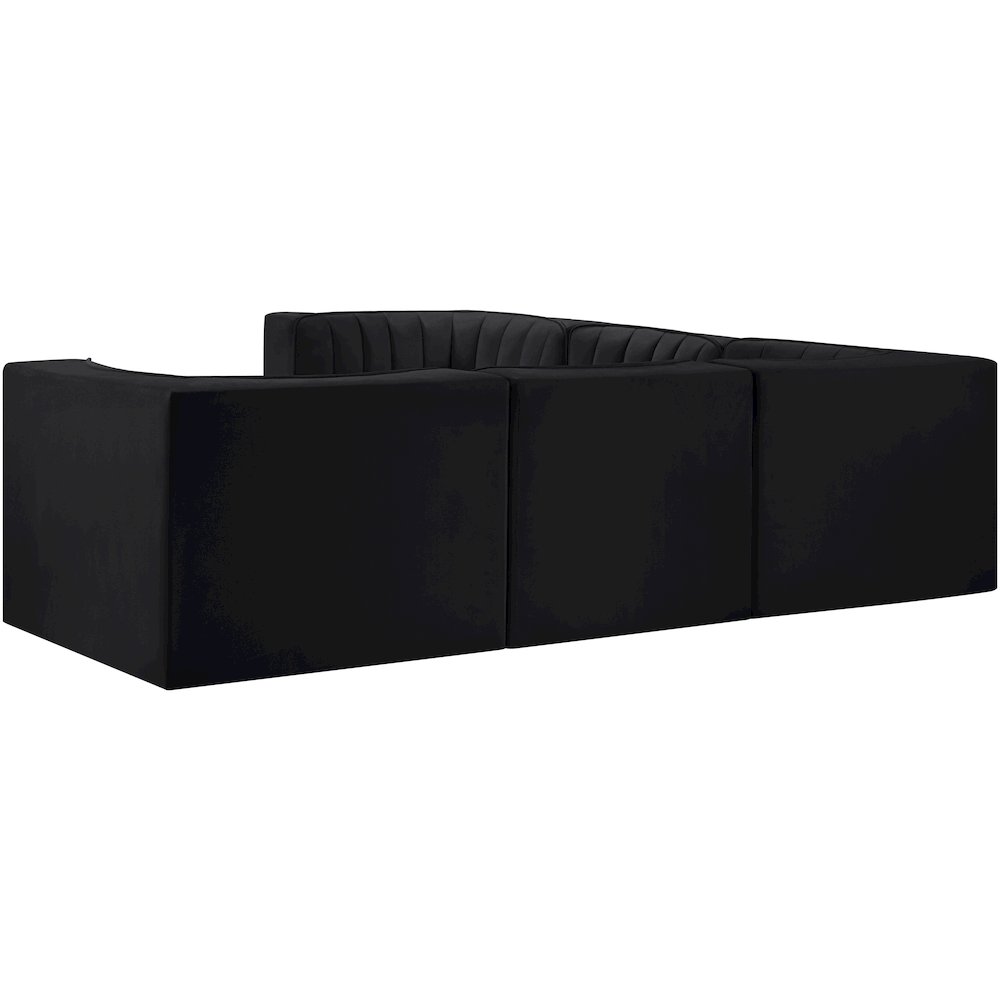 Rummi Black Velvet Performance Fabric Upholstered 5pc. Modular Sectional