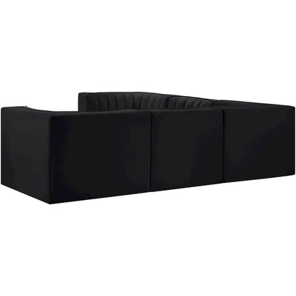 Rummi Black Velvet Performance Fabric Upholstered 5pc. Modular Sectional