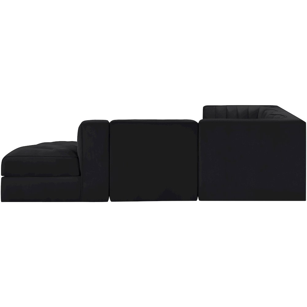 Rummi Black Velvet Performance Fabric Upholstered 5pc. Modular Sectional